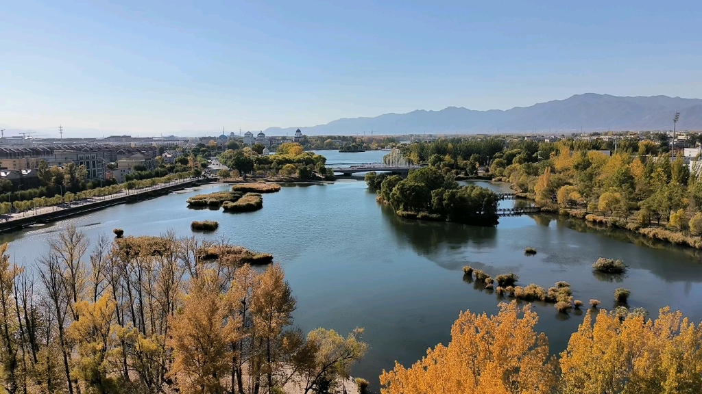 延庆区东湖风景 油画版景色