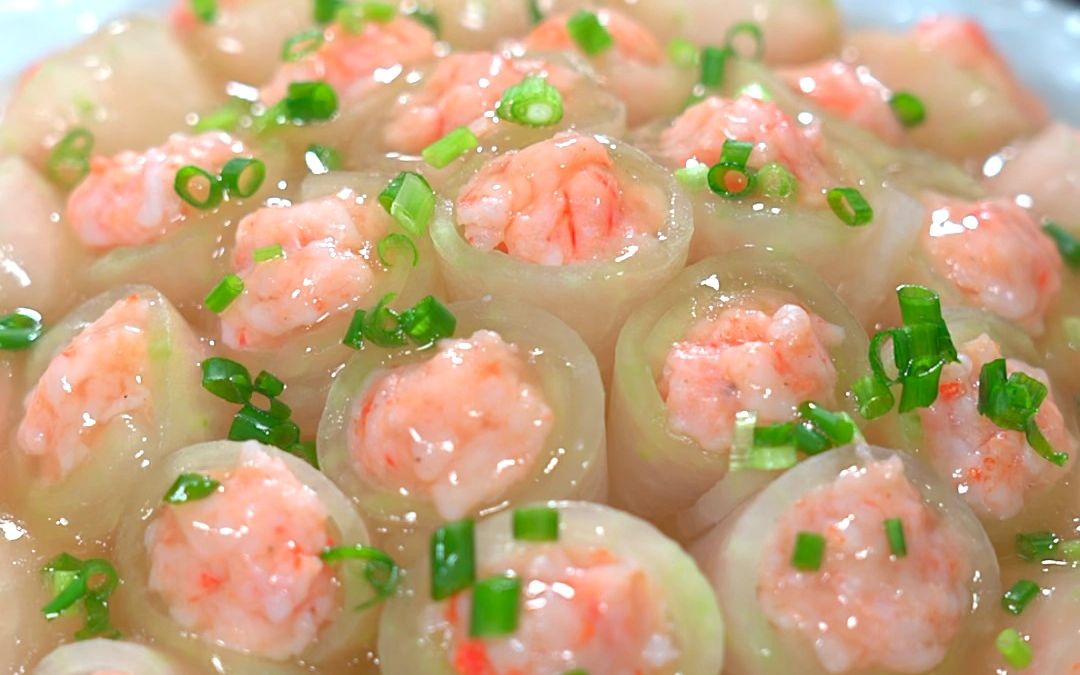 冬瓜酿虾滑这样做鲜香滑嫩,清淡营养,大人小孩都爱吃