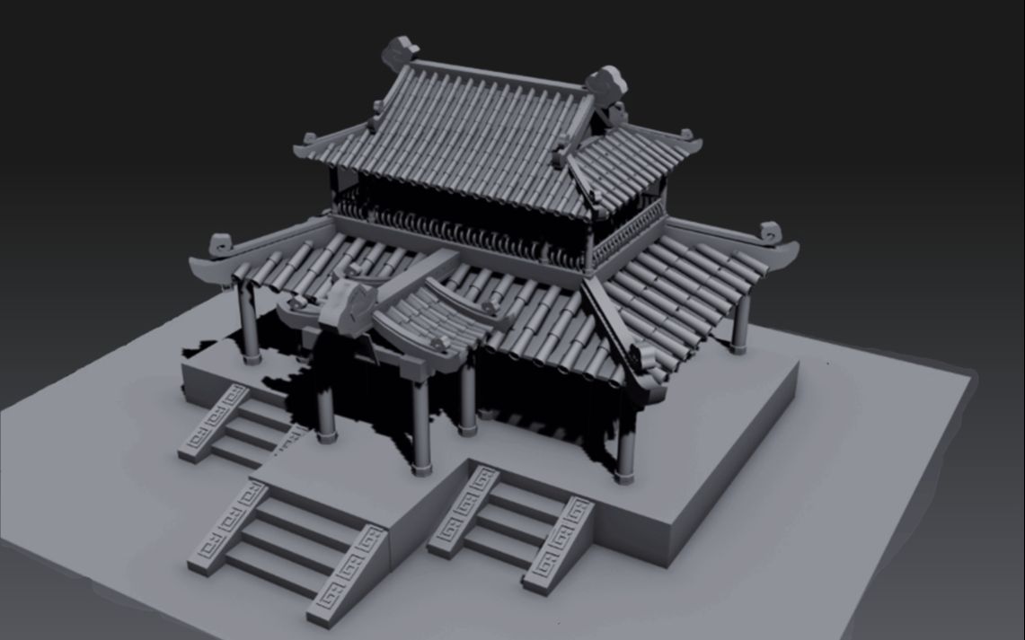 【3dmax场景建模】简单古建筑场景建模,3小时零基础建模案例讲解