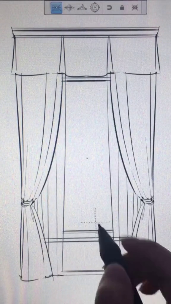窗帘画法运用电脑手绘对称工具要注意弧度的流畅度与窗帘的疏密哔哩哔哩bilibili