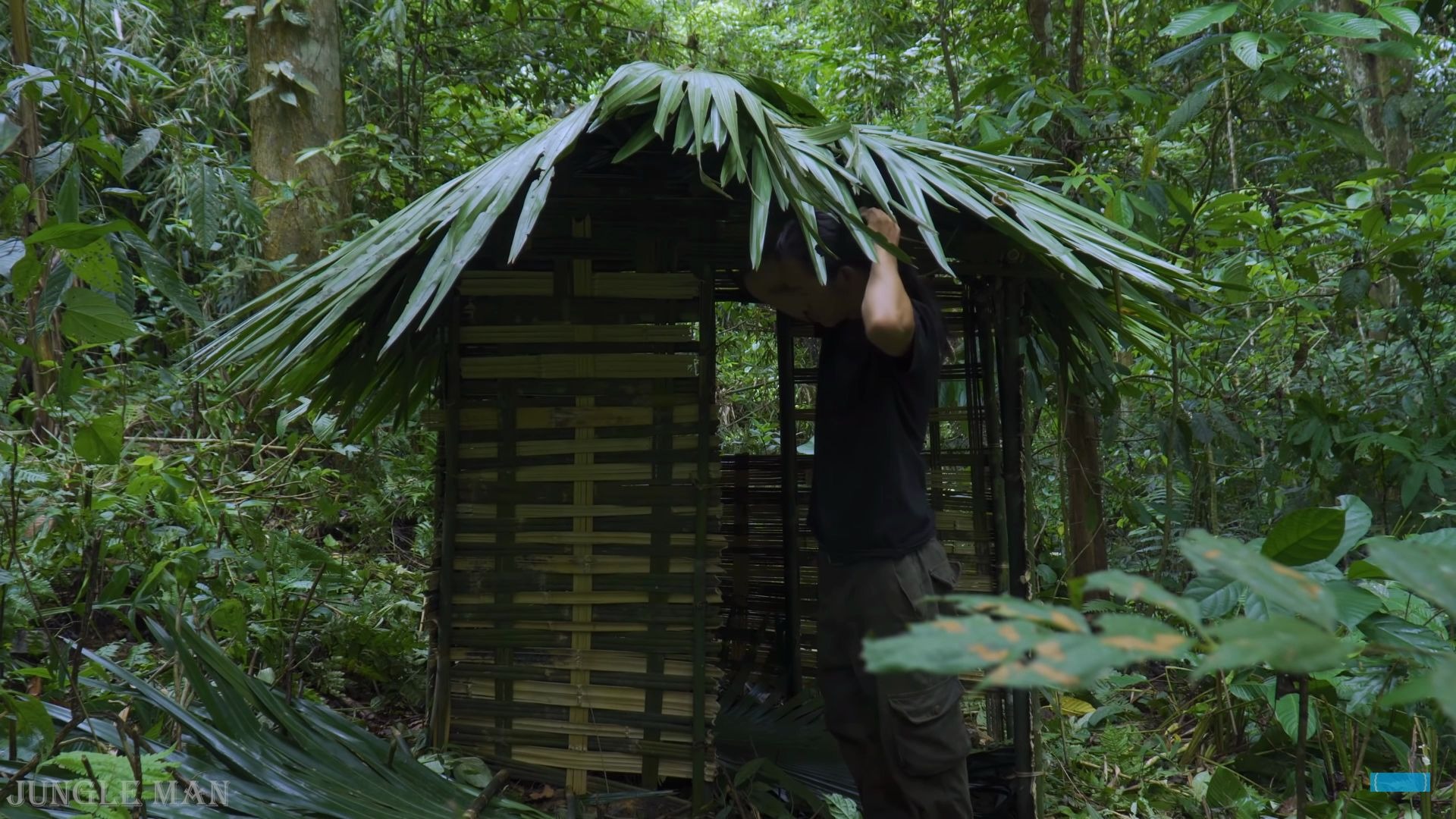 原始丛林人-6个月的丛林生存,荒野求生,野外生存,修建竹屋屋顶,门窗