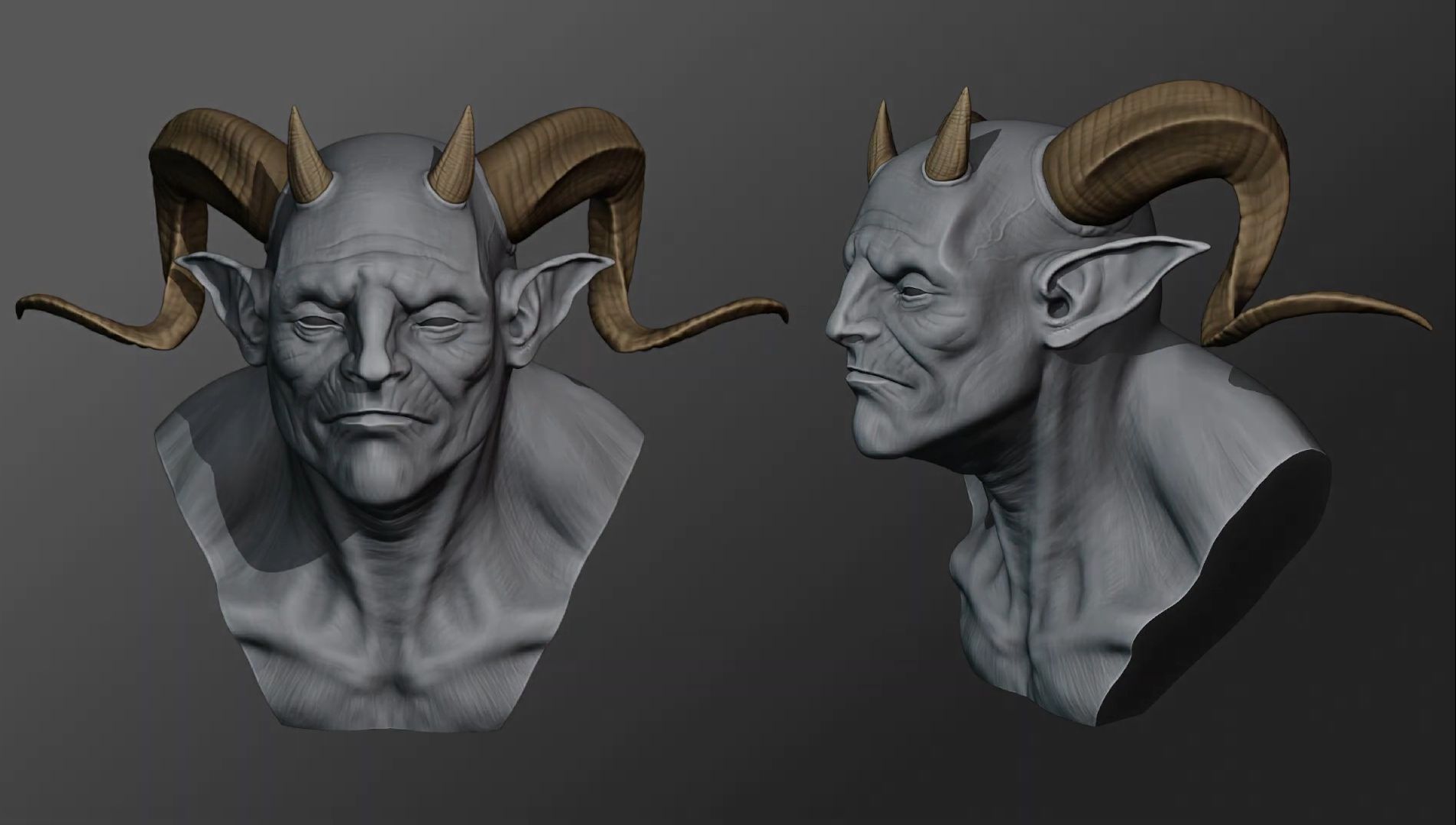 在blender中雕刻恶魔半身像