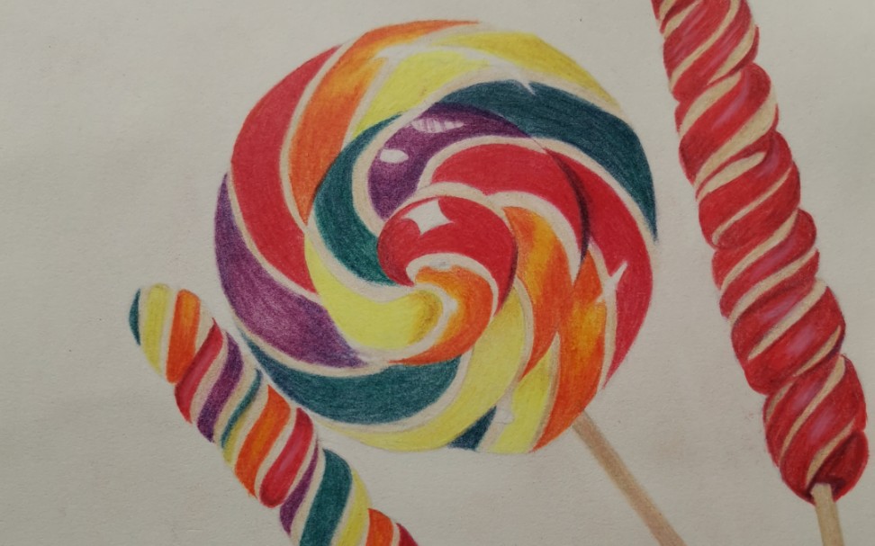 【彩铅手绘】波板糖绘画过程