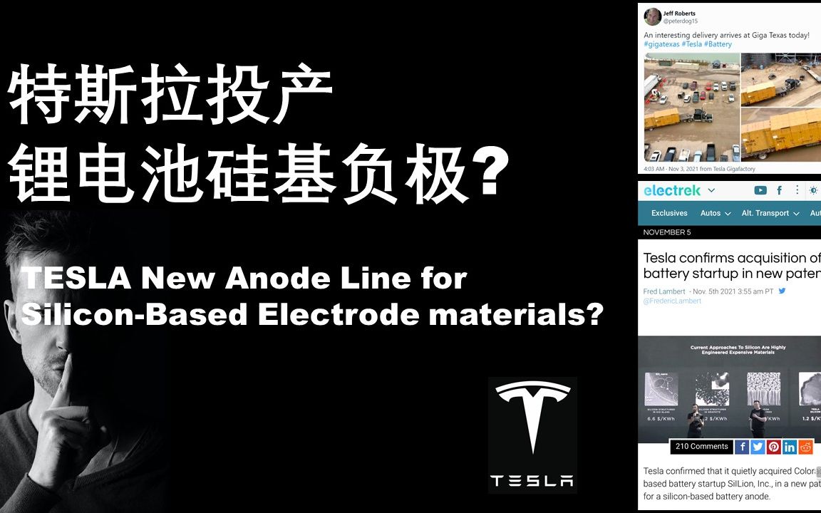 产业分析|特斯拉投产锂电池硅基负极|Tesla new anode line for siliconbased electrode materials哔哩哔哩bilibili