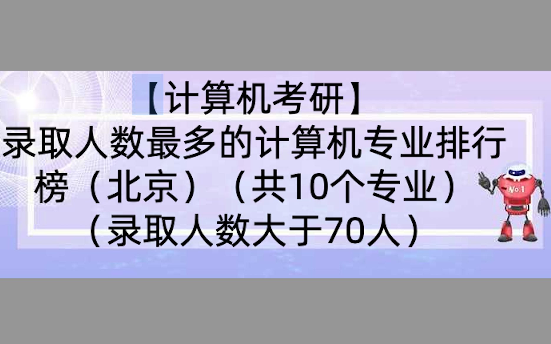 【计算机考研】录取人数最多的计算机专业排行榜(北京)(共10个专业)(录取人数大于70人)哔哩哔哩bilibili