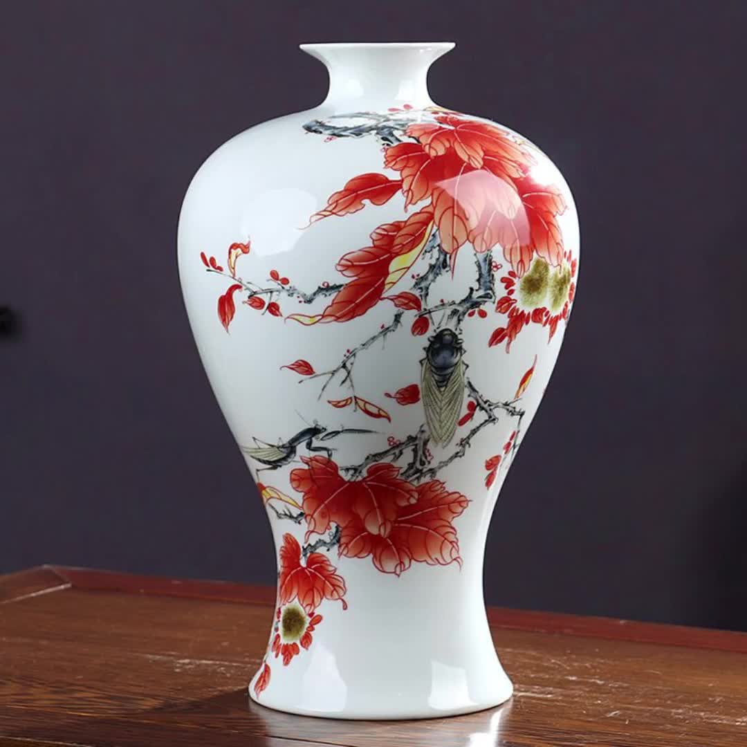 【14元券】景德镇高档陶瓷花瓶手绘客厅插花家居新中式装饰现代简约