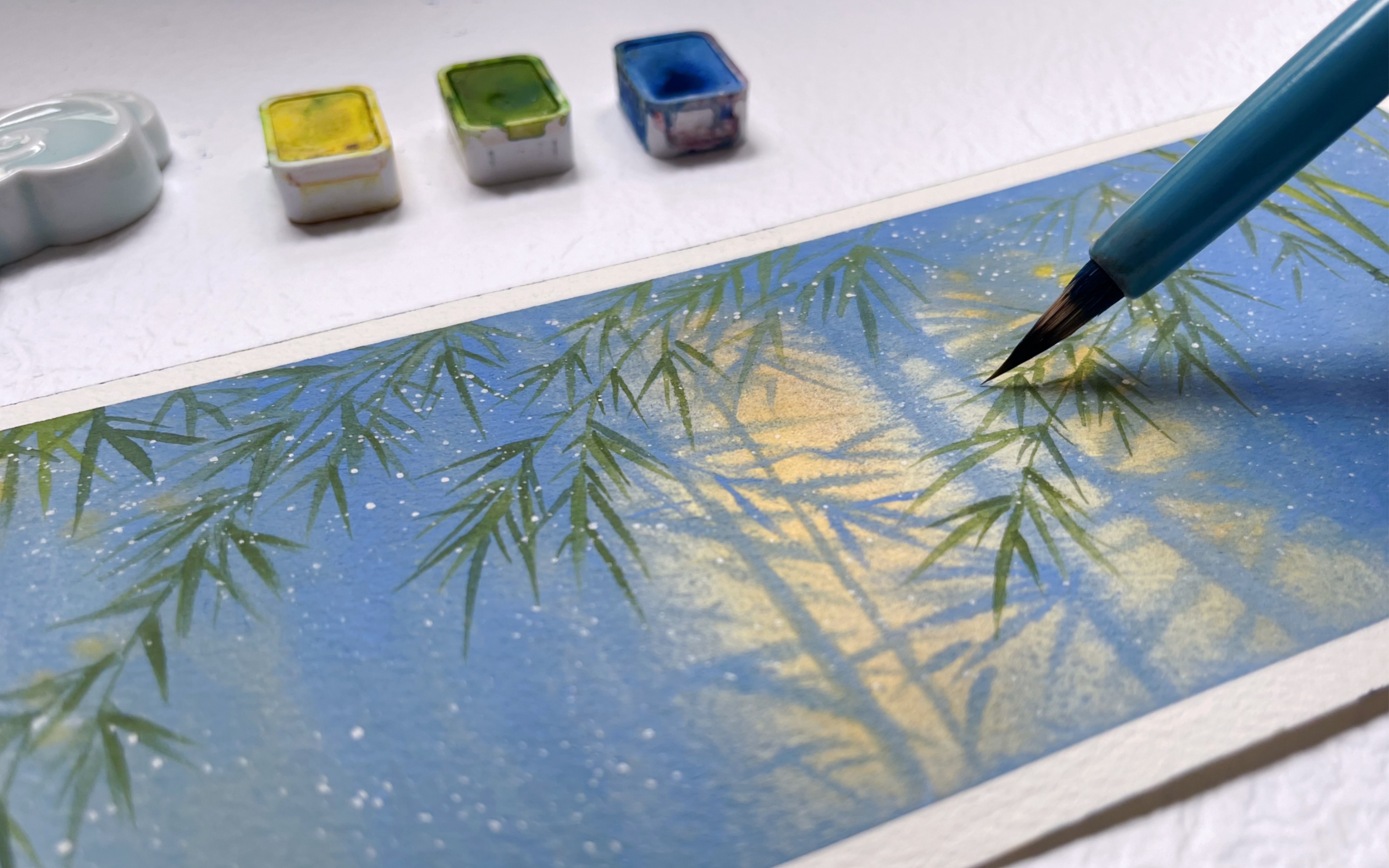 【水彩教程】竹林里的光影最治愈了!