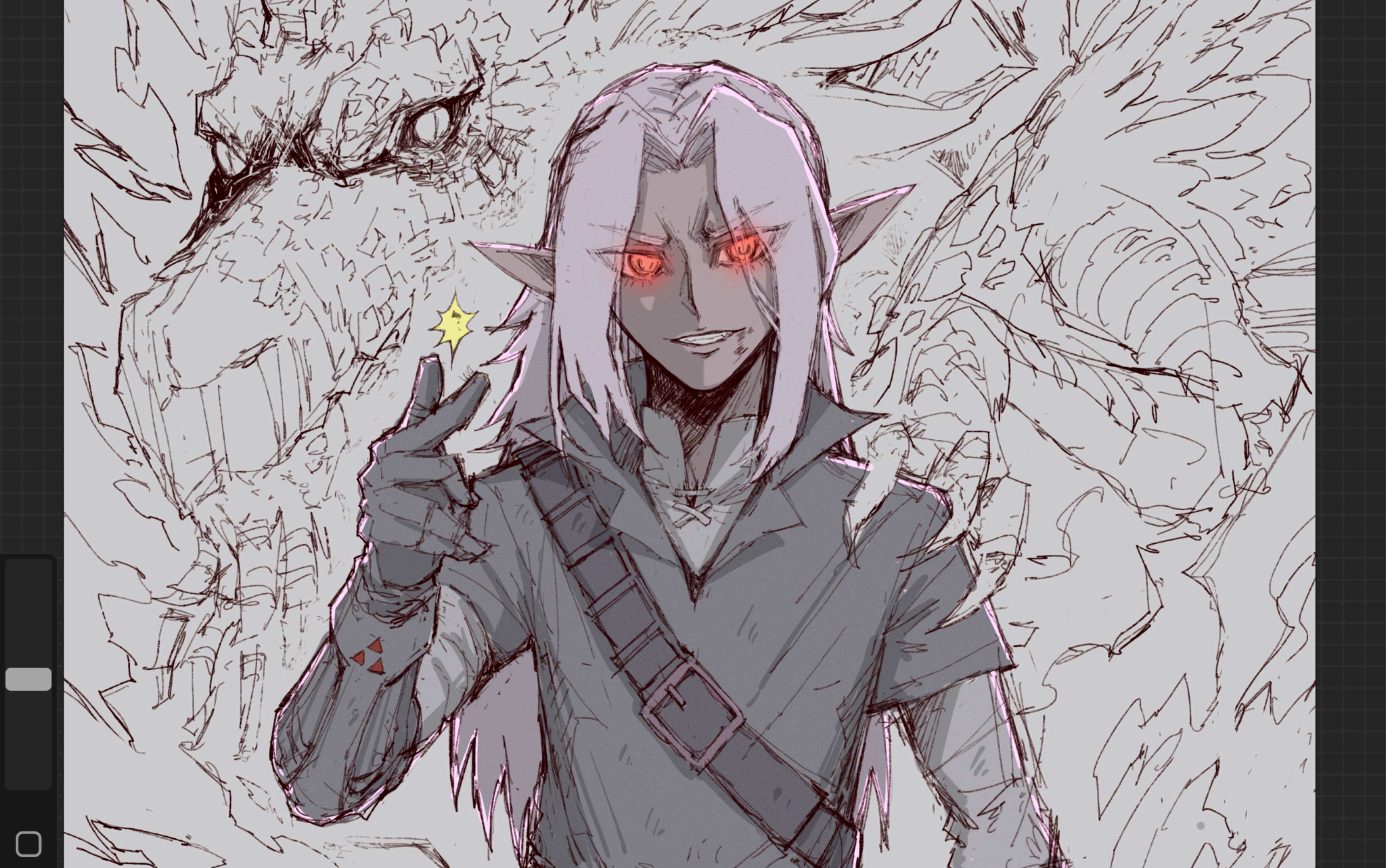 画个塞尔达传说穿着黑暗套装的林克