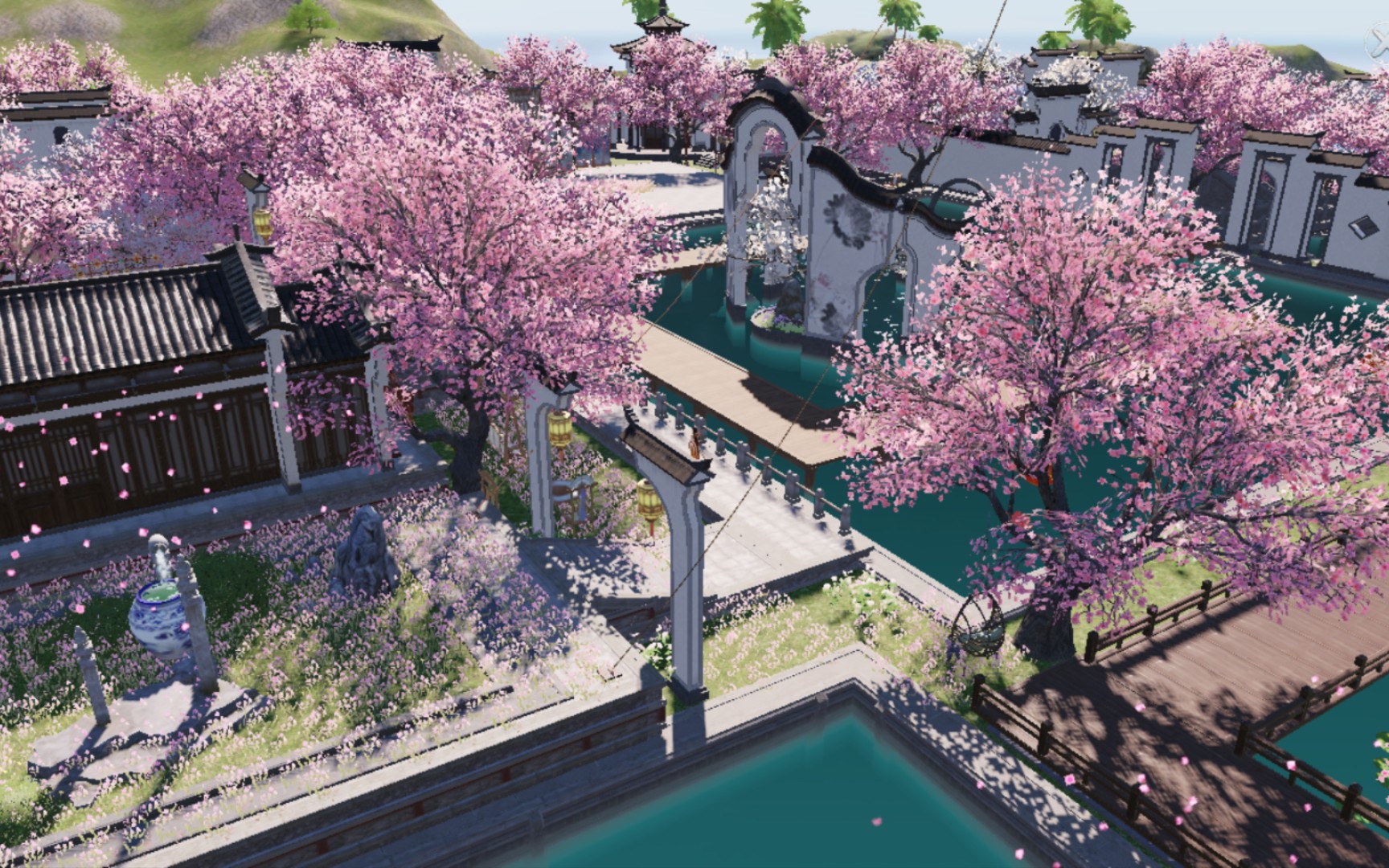 团猫61天刀手游家园徽式一树繁花13级过渡版赏析