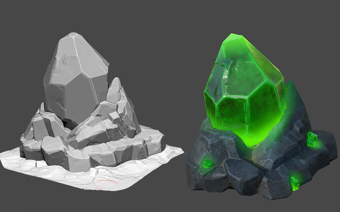 【zbrush新手教程】零基础石头高模雕刻,maya建模,sp材质质感体现全