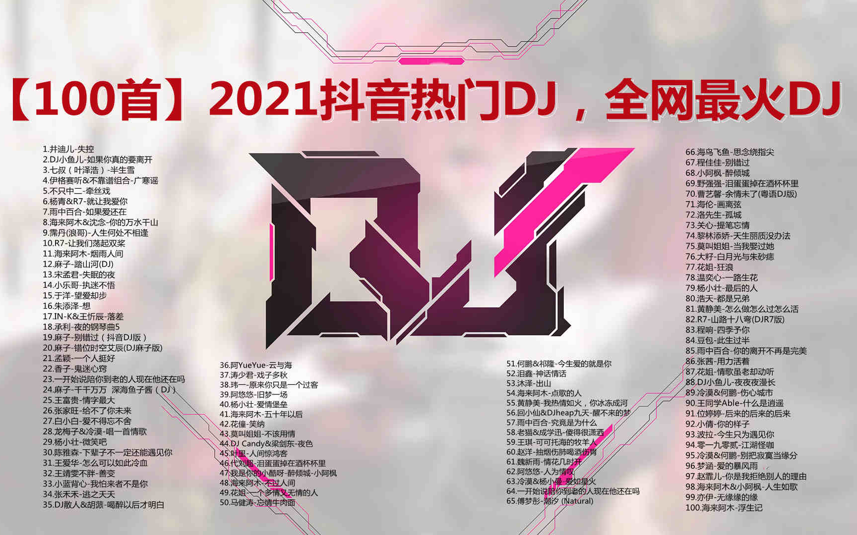 [图]【热门DJ】【100首】2021抖音热门DJ，全网最火DJ，『循环播放』最火流行歌曲