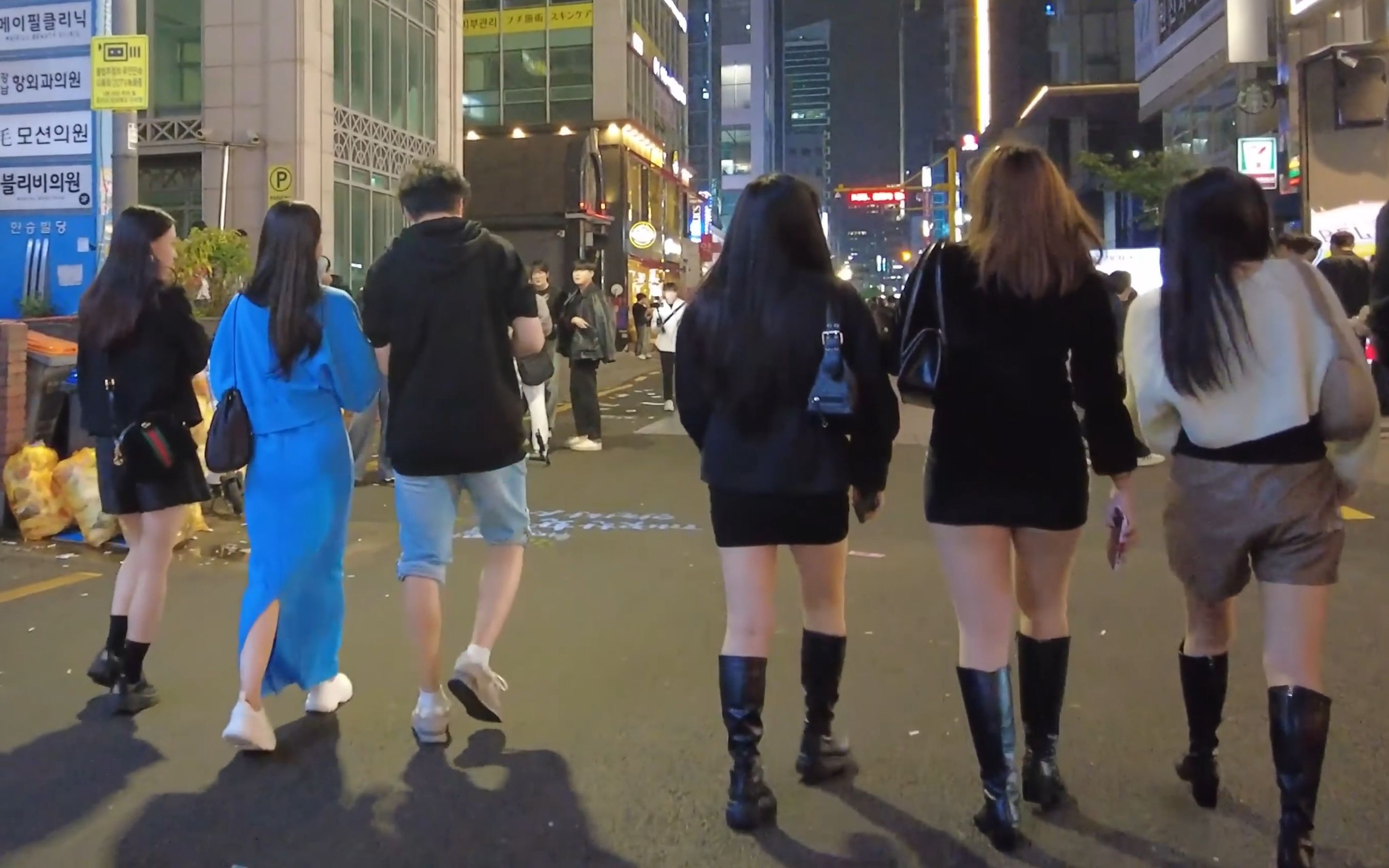 [4k ] 韩国江南夜店街真的是美女云集