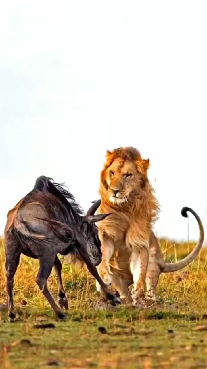 狮子吃牛看过,牛赶狮子你见过吗?