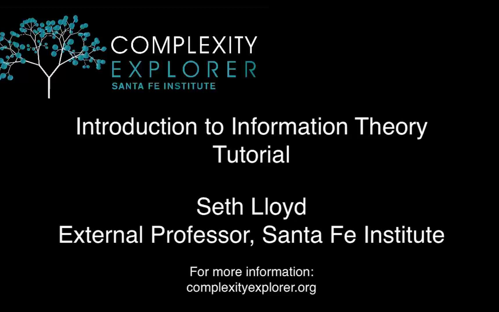 Introduction to Information Theory | 信息论 | S.F.I. | 复杂系统基础哔哩哔哩bilibili