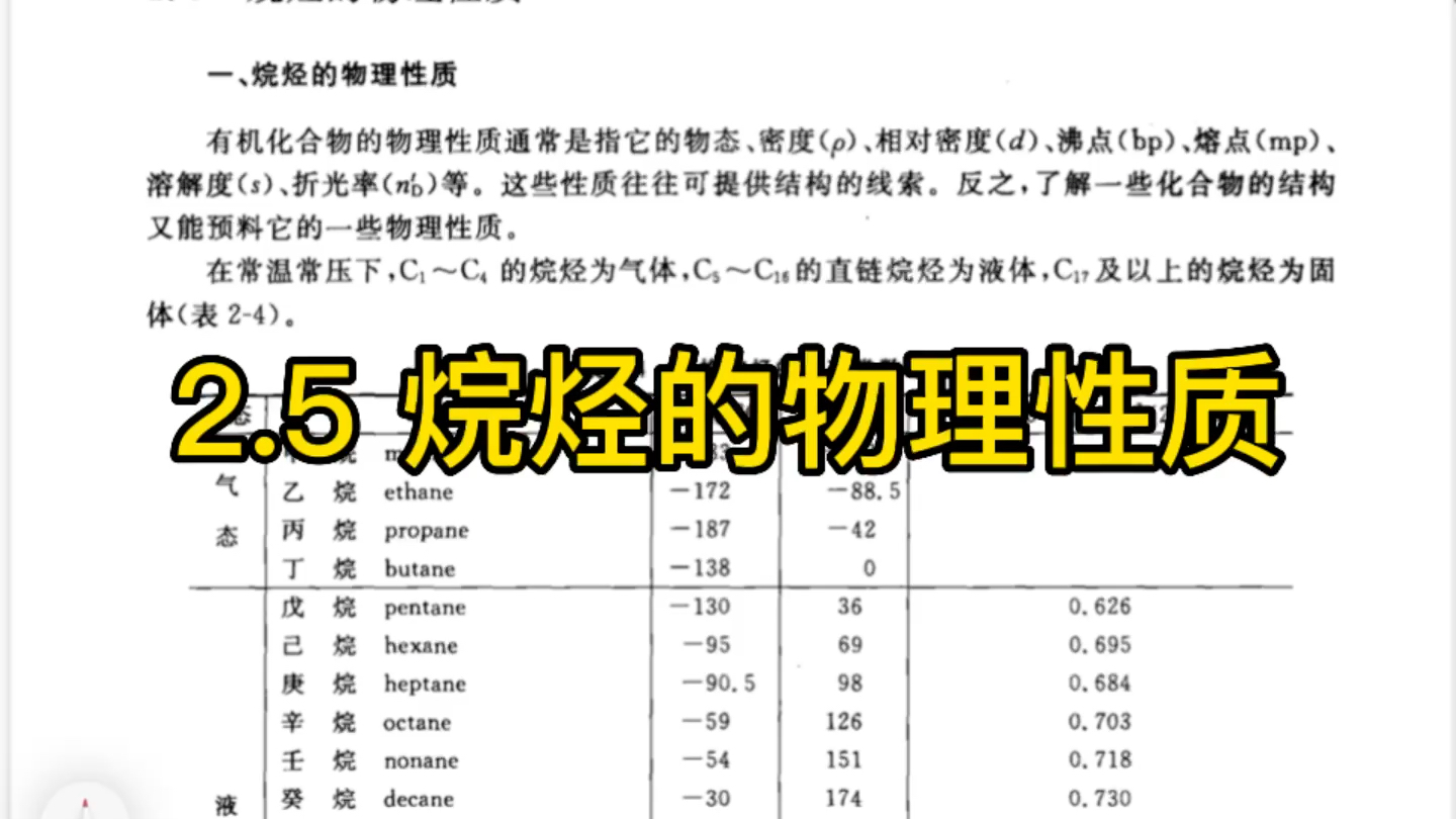 [图]王积涛 有机化学 教材学习 第三版 2.5 烷烃的物理性质