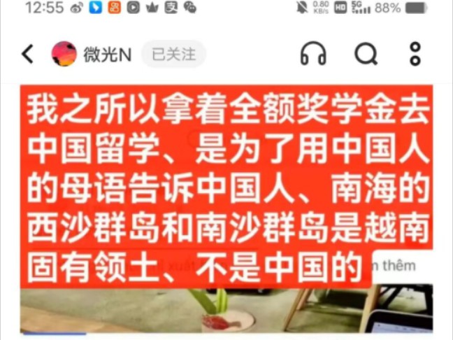 越南留学生拿着奖学金在中国留学是为了告诉中国人,南海的西沙群岛和南沙群岛是越南固有领土哔哩哔哩bilibili