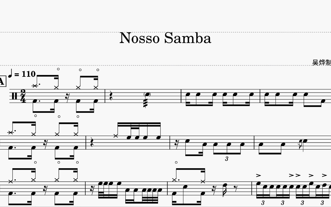 [图]《Nosso Samba》- Rock School 8级 动态鼓谱