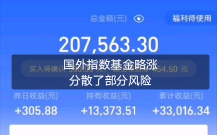 6.3收益300+,跑赢了沪深300指数,国外指数基金略涨,分散了部分风险【定投基金日常】哔哩哔哩bilibili