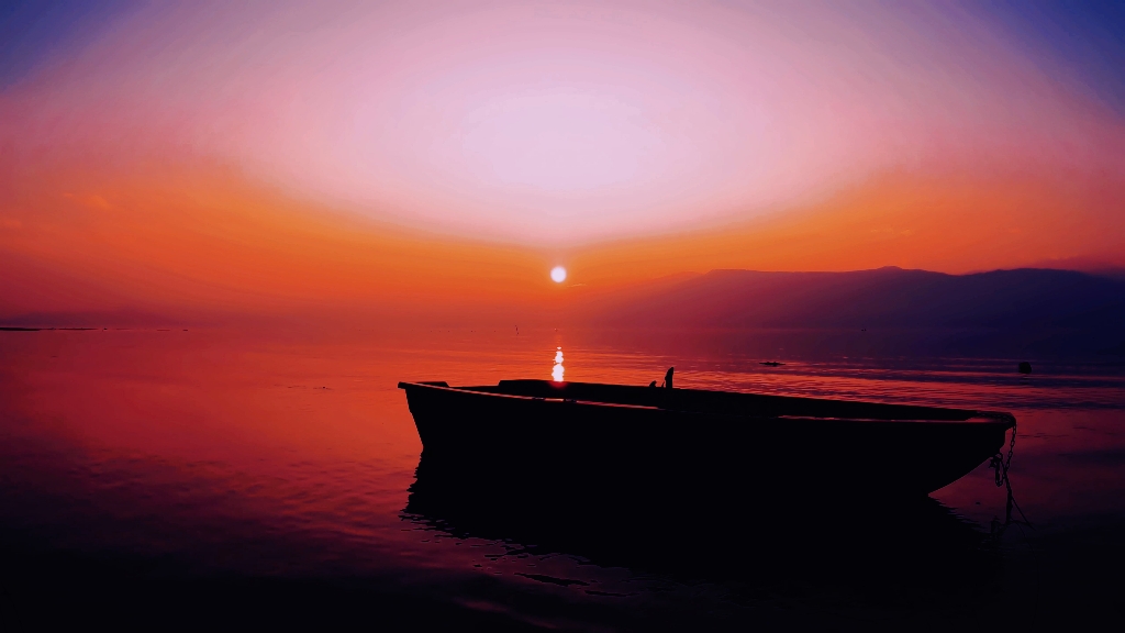 云与海,傍晚海霞