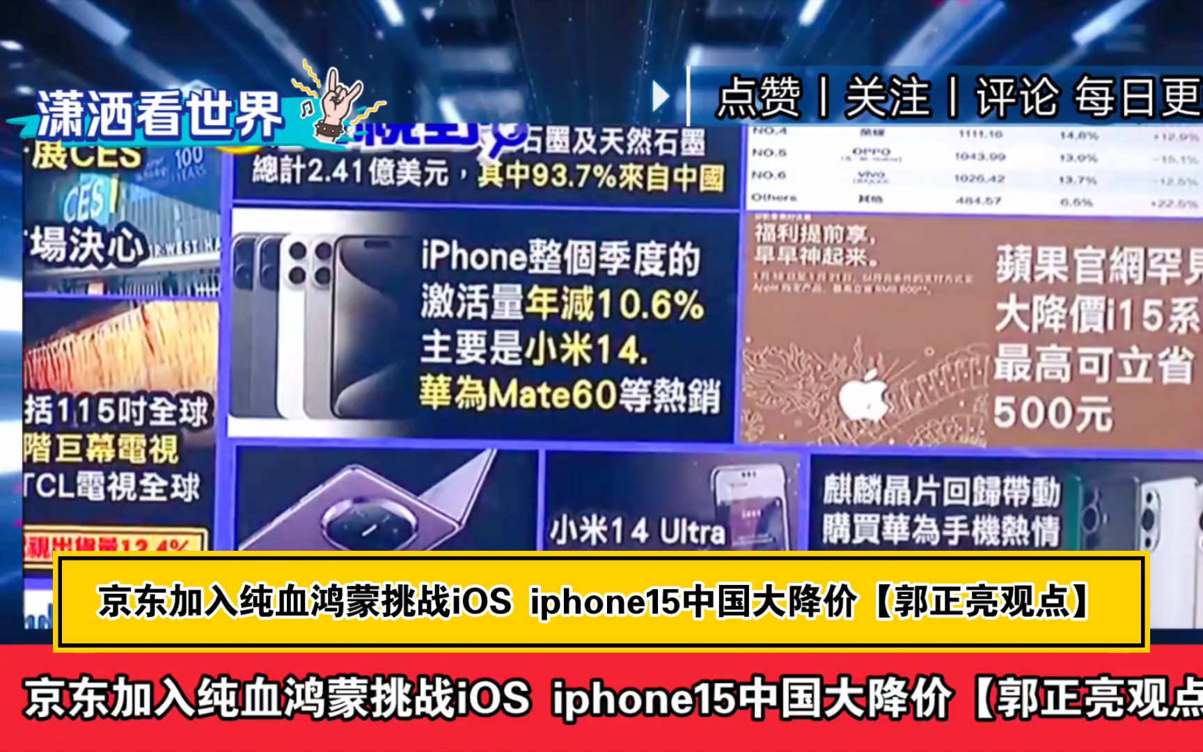 京东加入纯血鸿蒙挑战iOS iphone15中国大降价【郭正亮观点】哔哩哔哩bilibili