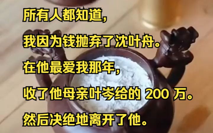 所有人都知道,我因为钱抛弃了沈叶舟. 在他最爱我那年,收了他母亲叶岑给的 200 万. 然后决绝地离开了他.吱呼小说推荐《一梨降至》哔哩哔哩bilibili