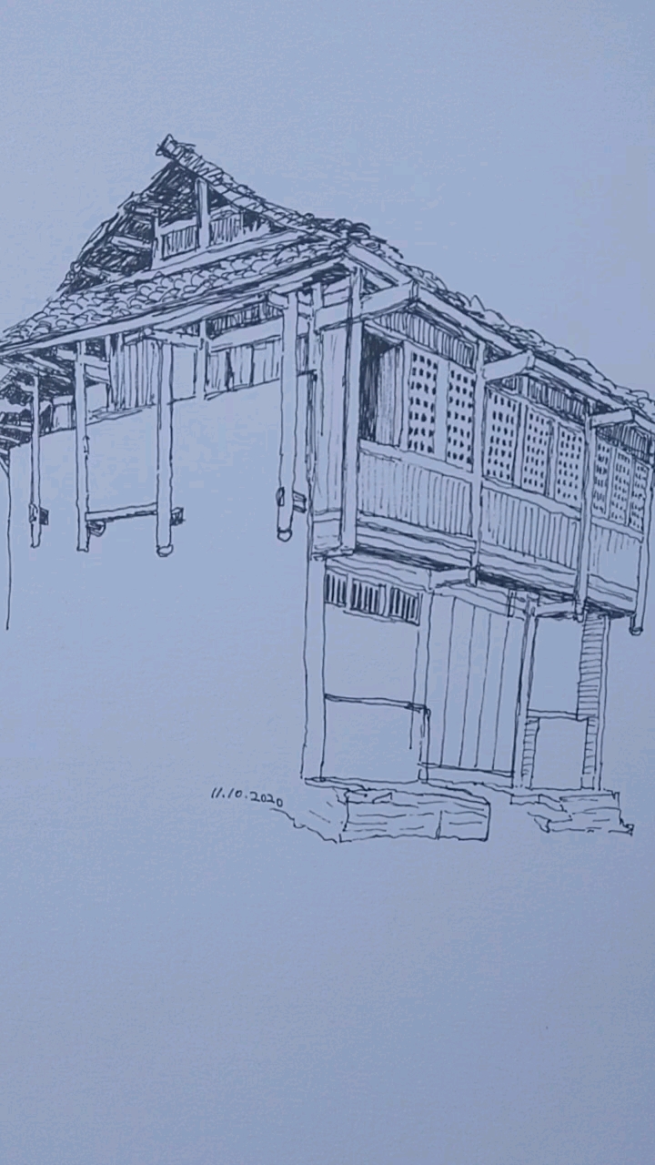 绘画  写生老房子,消失的古宅民居