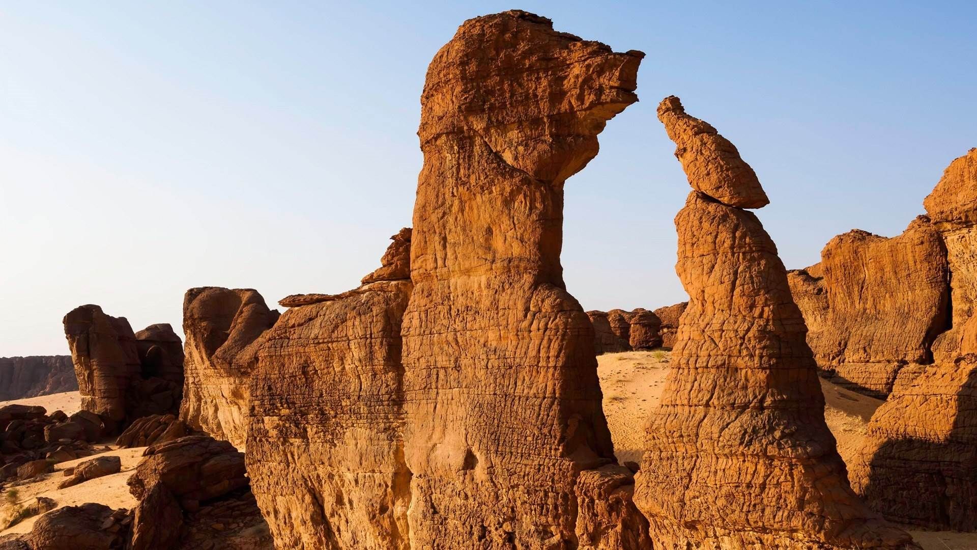 乍得,撒哈拉沙漠中的砂岩层(08 hemis / alamy stock photo)