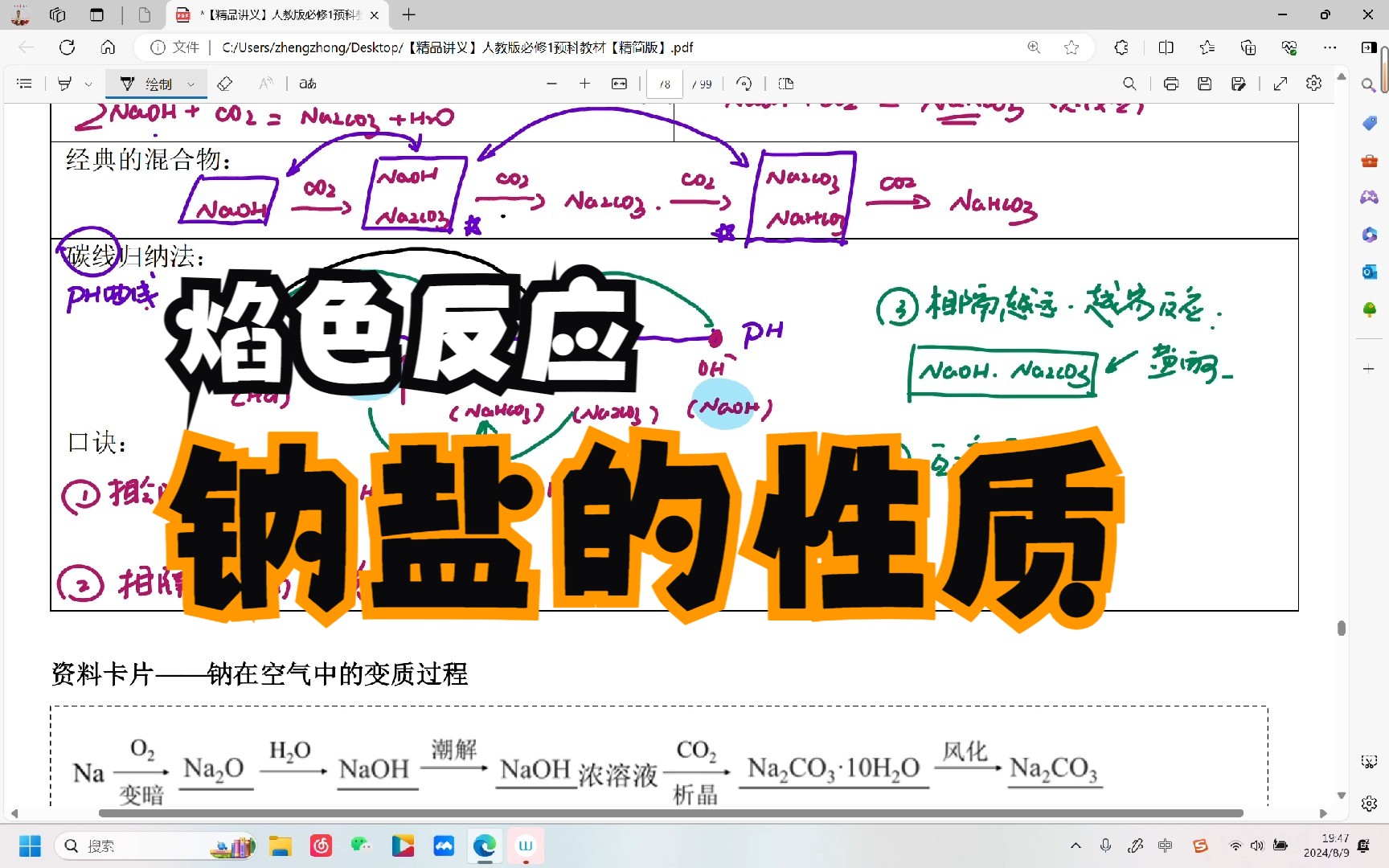 人教版必修1-钠盐的性质与焰色反应