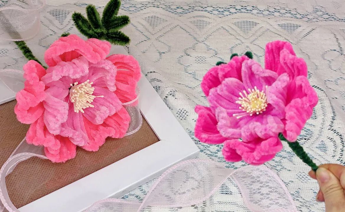 【diy simple crafts】粉红玫瑰扭扭棒制作教程