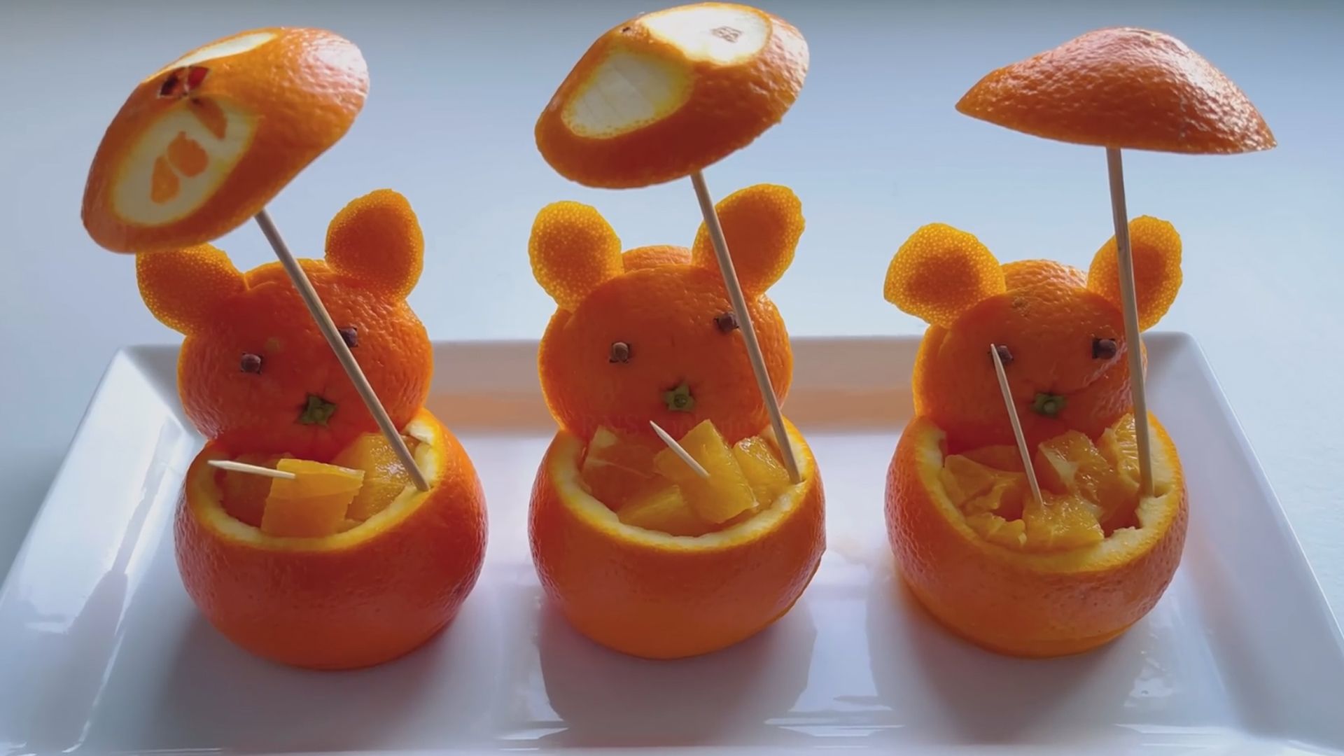 制作橙熊,切水果技巧