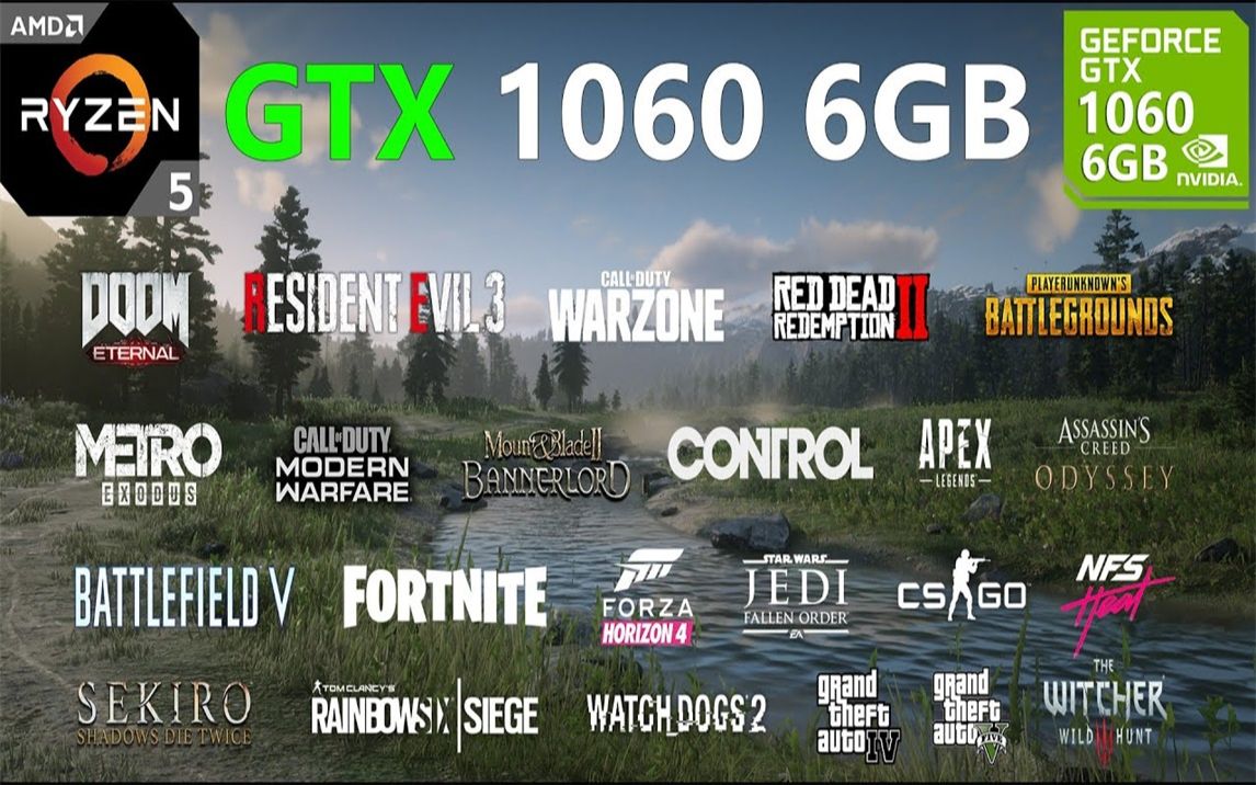GTX 1060(6G) + R5 3600 电脑游戏性能测试(1080P分辨率,共26个游戏) 1080P 60帧视频