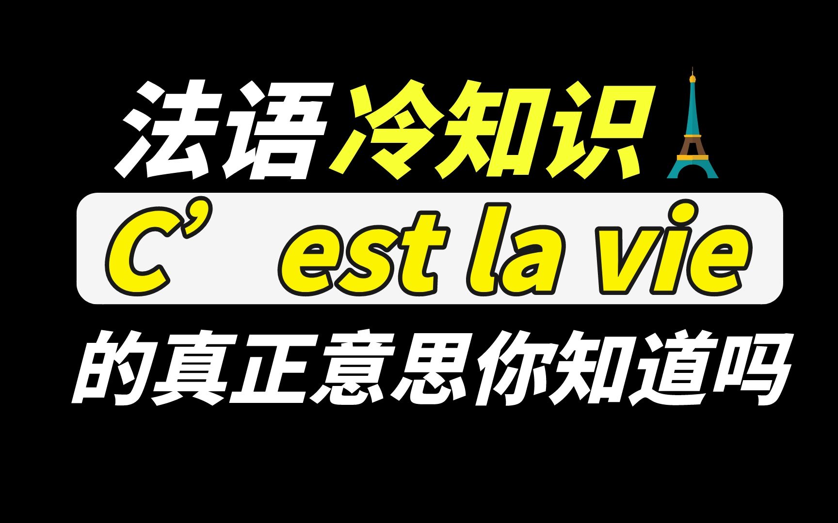 [法语冷知识]中国人一直用错的一句法语 C'est la vie 你知道它的正确意思吗哔哩哔哩bilibili