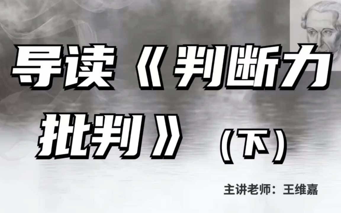 欧美艺术哲学名著导读丨王维嘉:导读《判断力批判》(下)哔哩哔哩bilibili