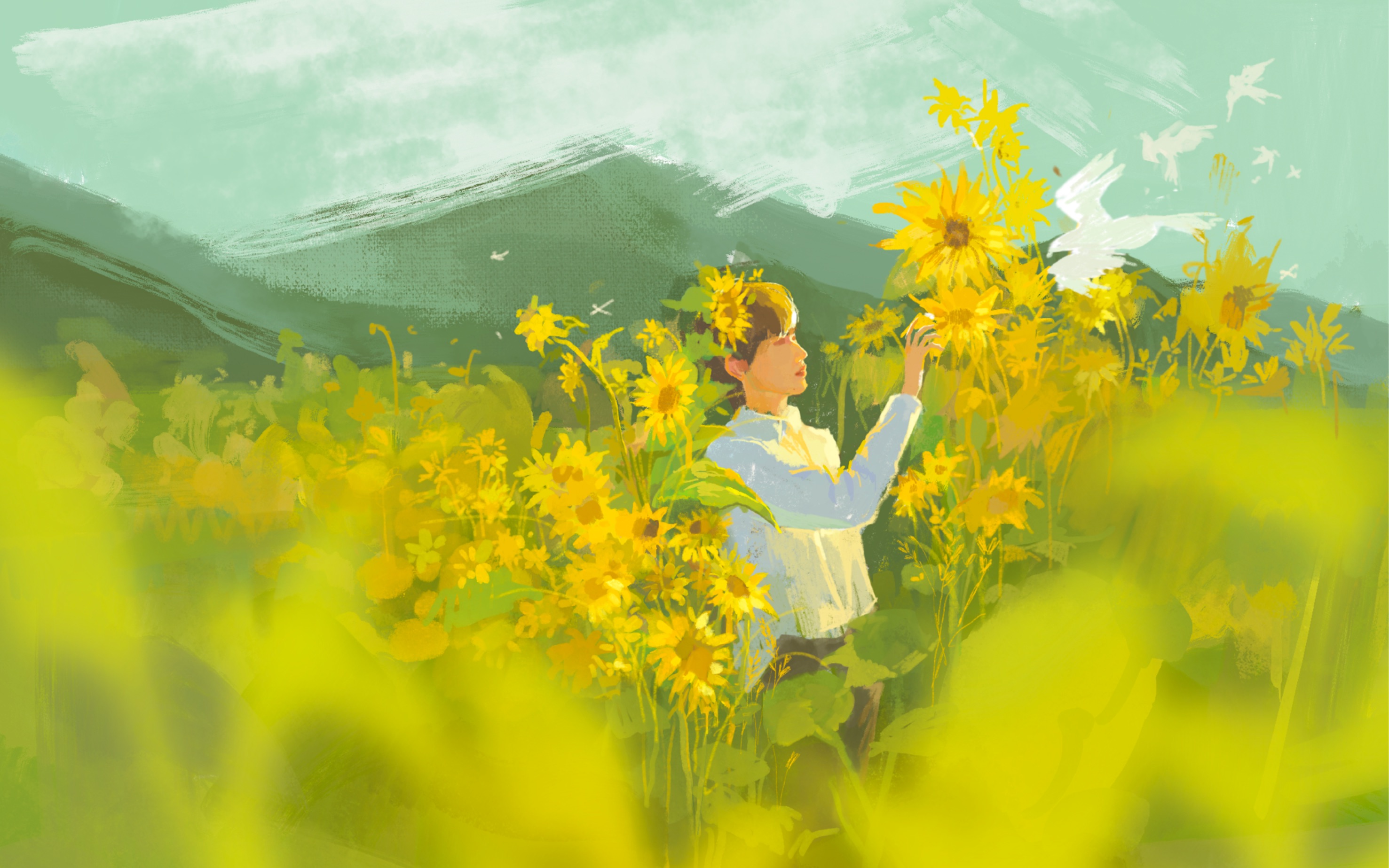 【procreate绘画第八章】梦里的向日葵花田