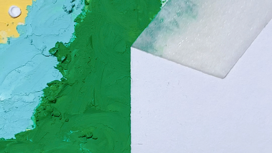 油画棒入门绿色系云朵