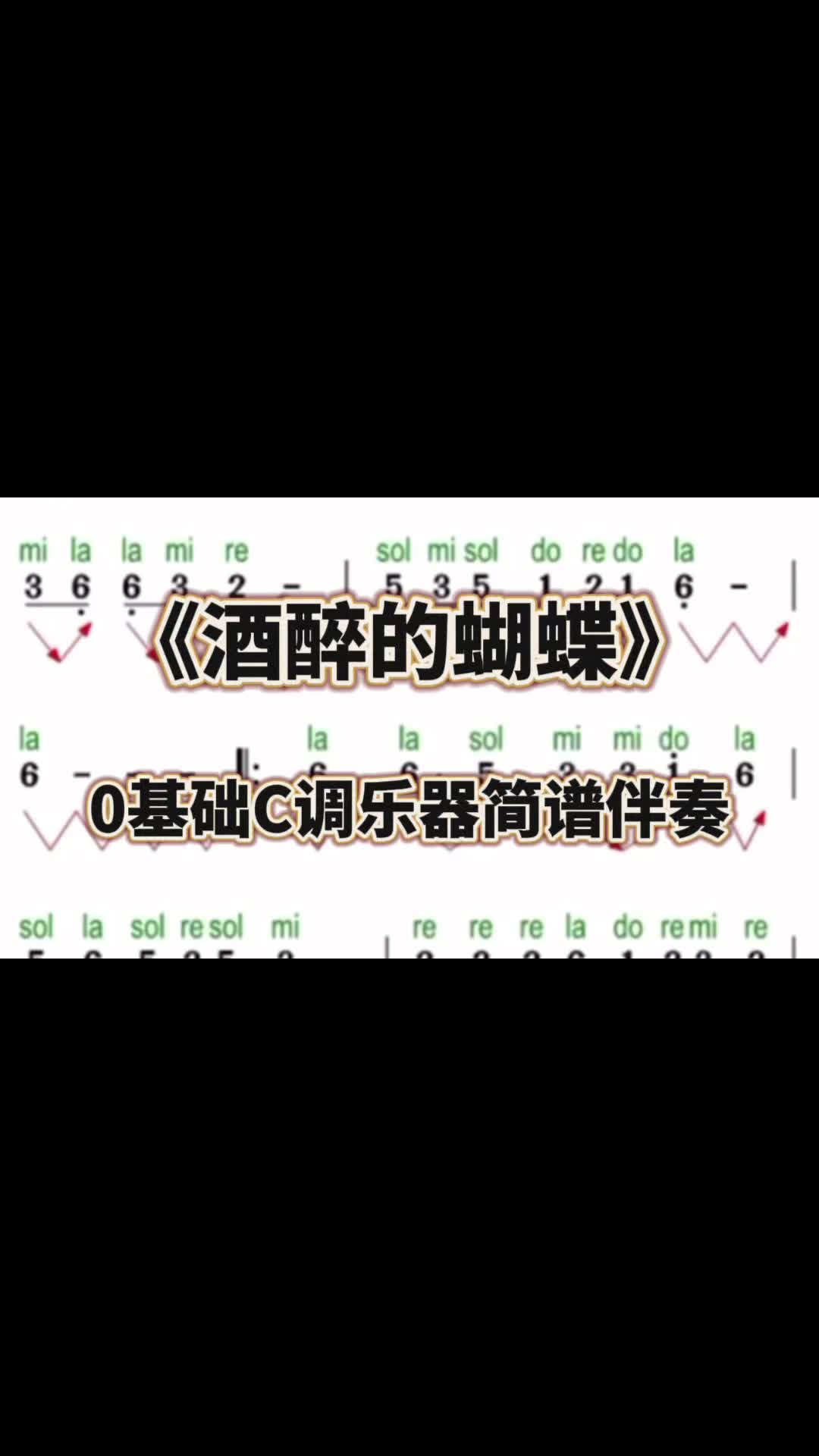 《酒醉的蝴蝶》0基础C调乐器简谱伴奏哔哩哔哩bilibili