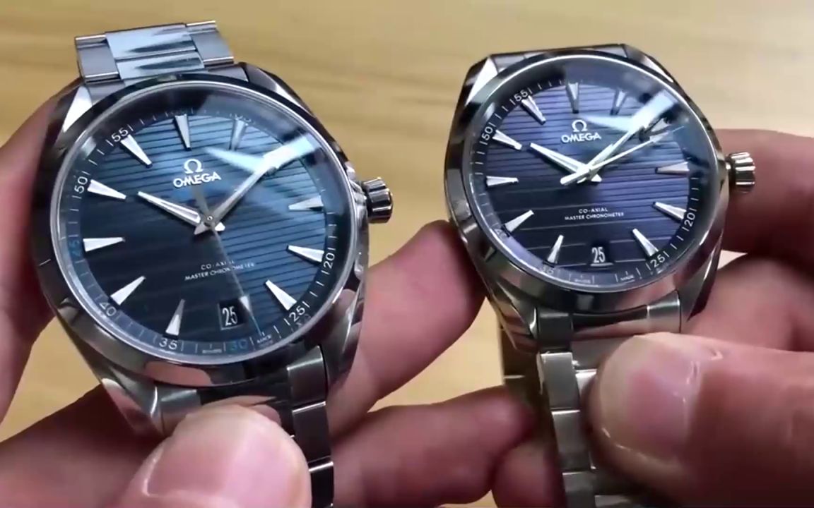 瑞士系列手表真假对比_vs欧米茄海马150对比正品_蓝面柚木盘