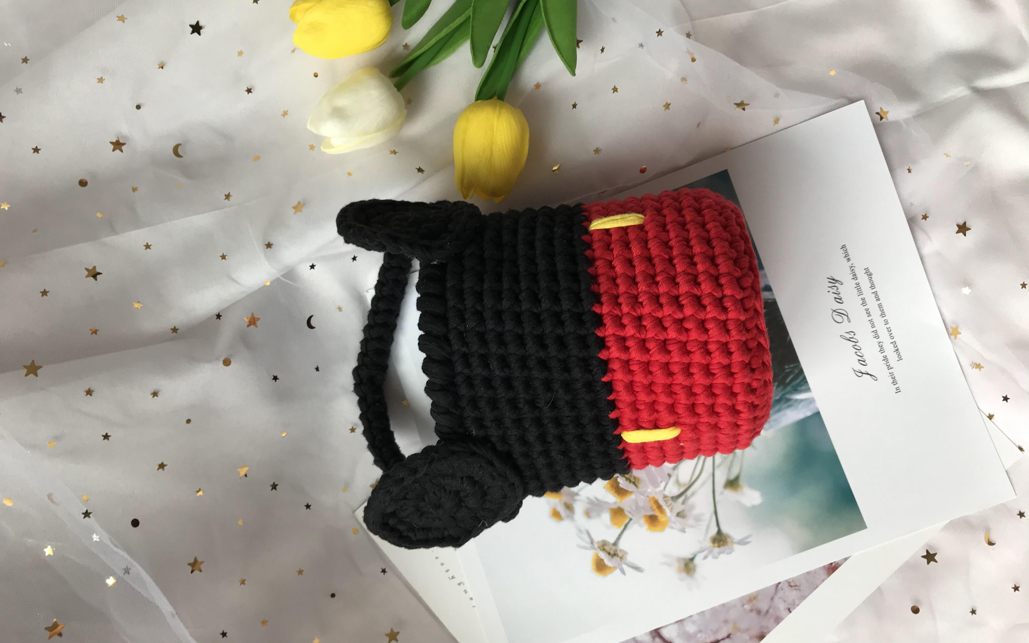 alisa手工 米奇包钩针编织手提包,可爱,送女友送朋友适合新手小白零