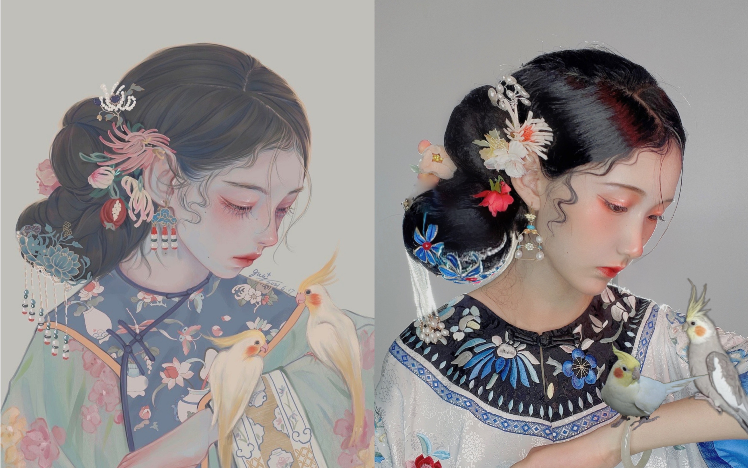 "不敢在午夜问路,怕误入了百花深处."原画@gua老师_哔哩哔哩_bilibili