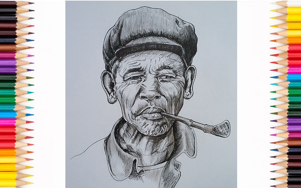 抽烟斗的男人 画图片