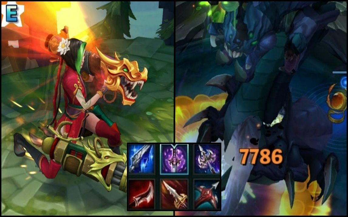 物穿金克丝大招测试对大龙伤害(7786 damage) - league of legends