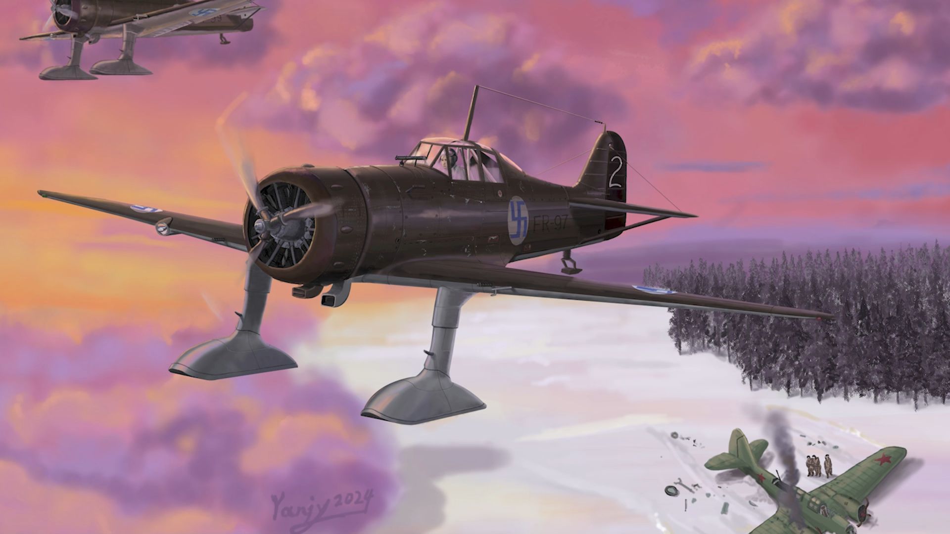 【绘画】福克 d.xxi战斗机(芬兰空军1939)冬季空战