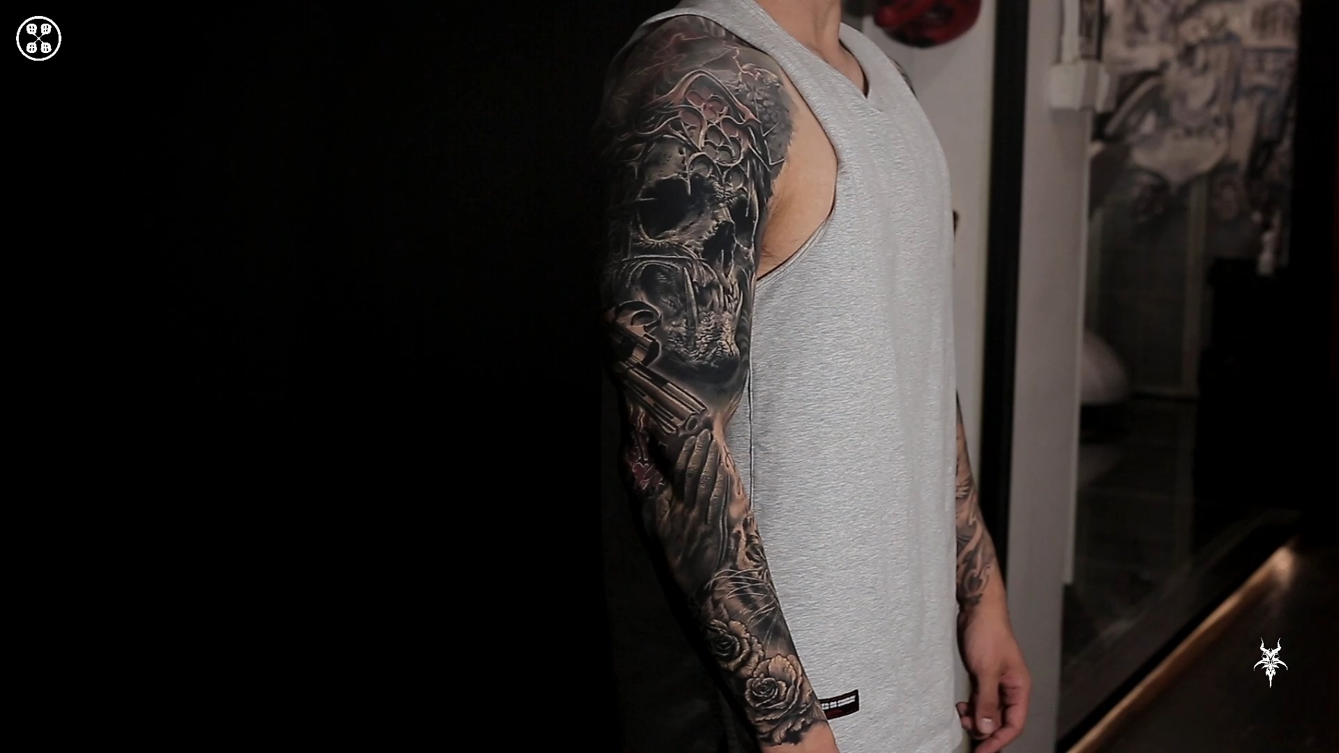 无言之塔 鵼山老师写实遮盖花臂纹身作品