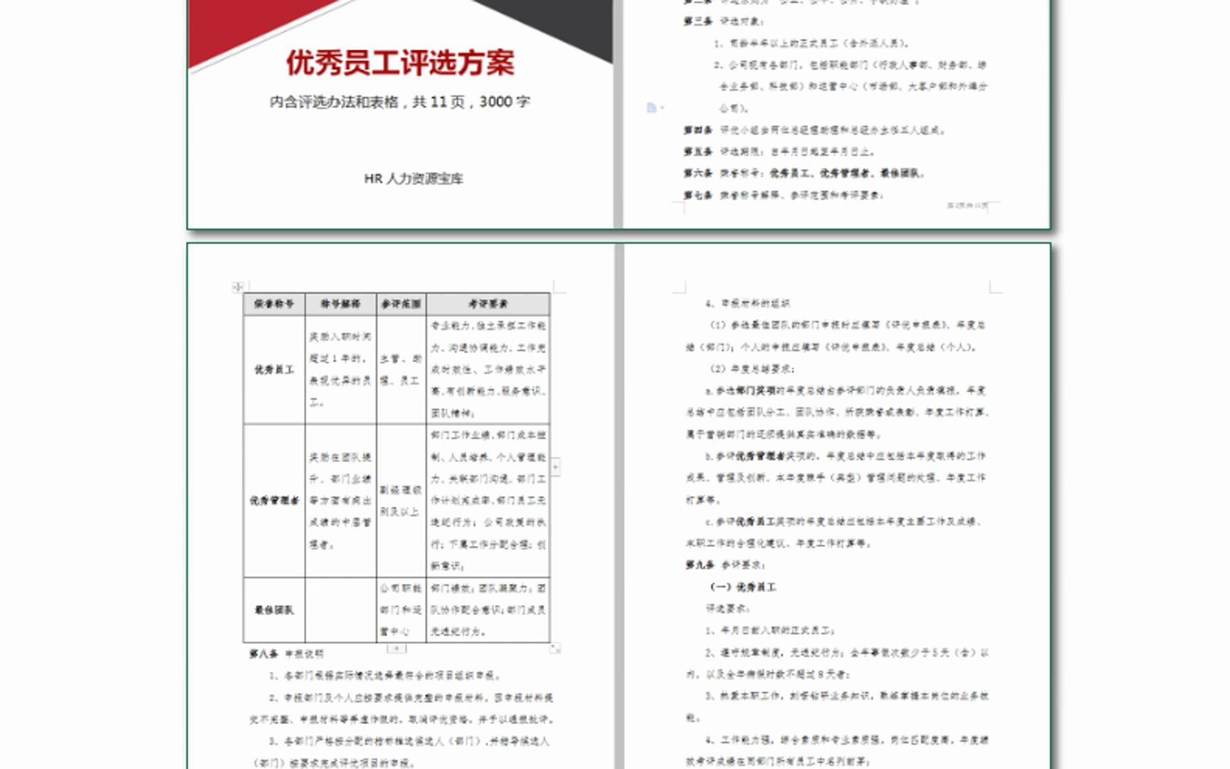 优秀员工评选方案资料集哔哩哔哩bilibili