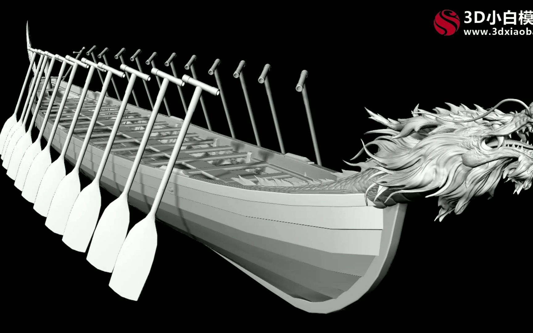 龙舟3d模型,端午节赛龙舟