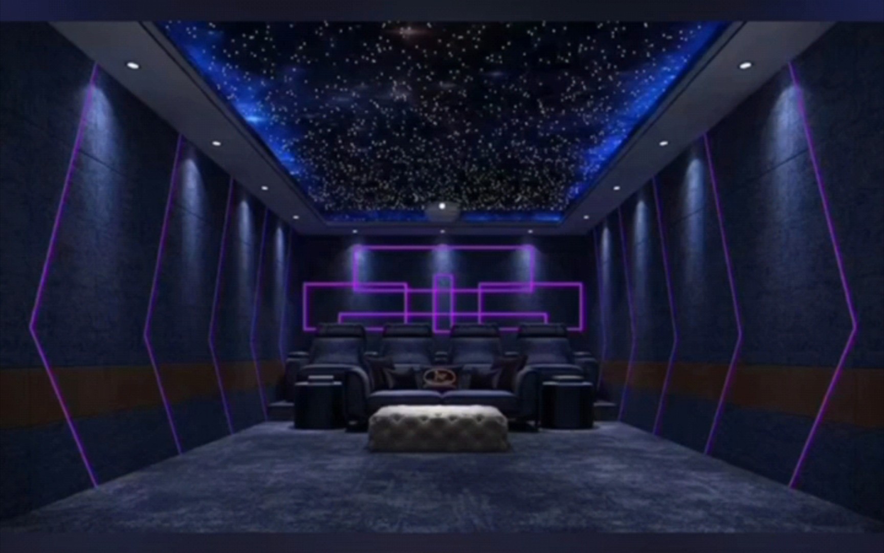 私人高端定制家庭影院,星空顶,炫彩灯光背景墙.