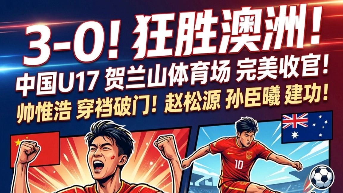 U17国足3-0澳大利亚！帅惟浩闪击破门 ⚽🔥