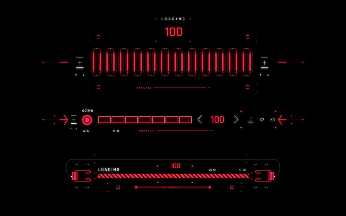 AE模板|29种赛博朋克科技感HUD进度条加载动画 Cyberpunk Loading Bars