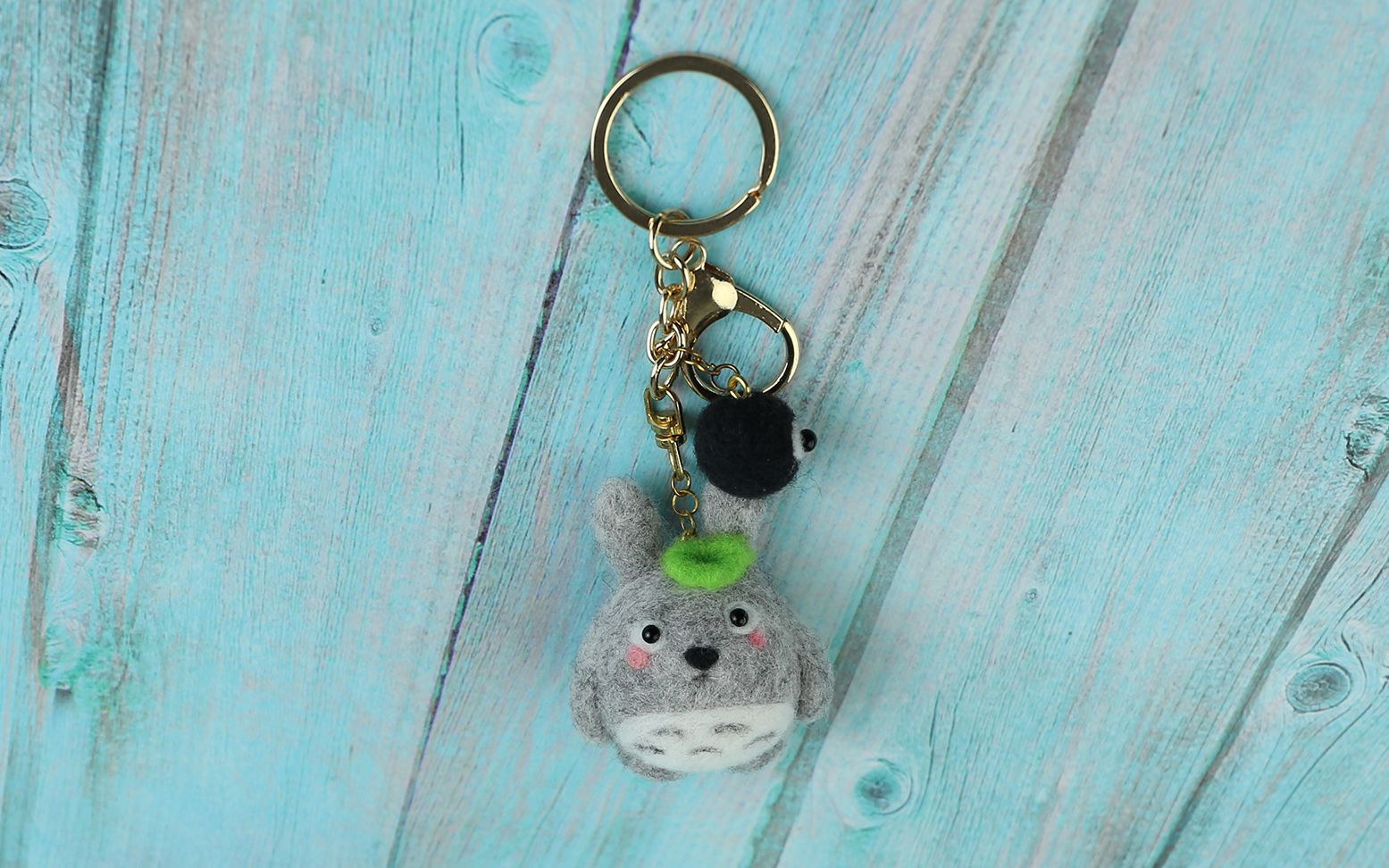 【视频y-2】羊毛毡戳戳乐diy龙猫 小煤球钥匙扣挂饰 零基础视频教程