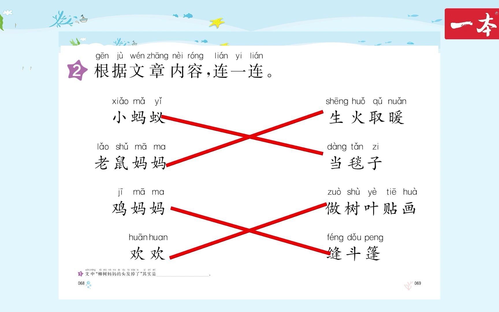 2021一本ⷥ𐏥�ﭦ–‡暑假阅读ⷱ年级升2年级ⷧ쬶周第2天《柳树妈妈的头发》ⷮŠ答案视频解析哔哩哔哩bilibili